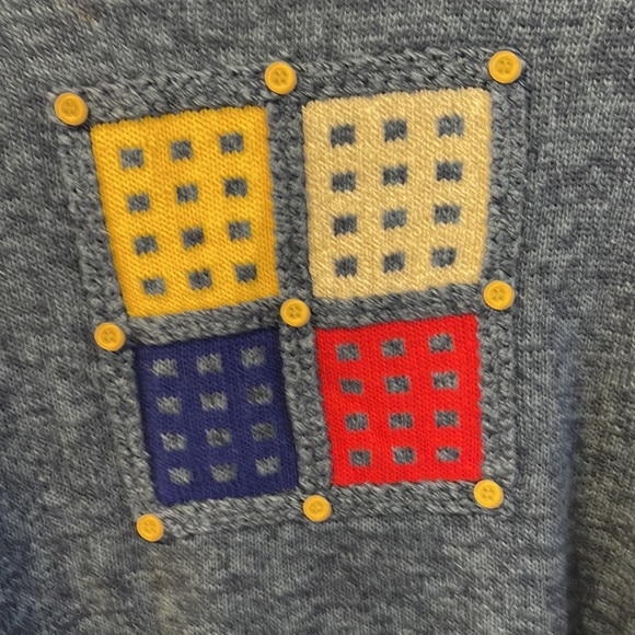 Vintage Marisa Christina Patchwork Look Cardigan V Neck Sweater Size M (Box 2) - Picture 6 of 6